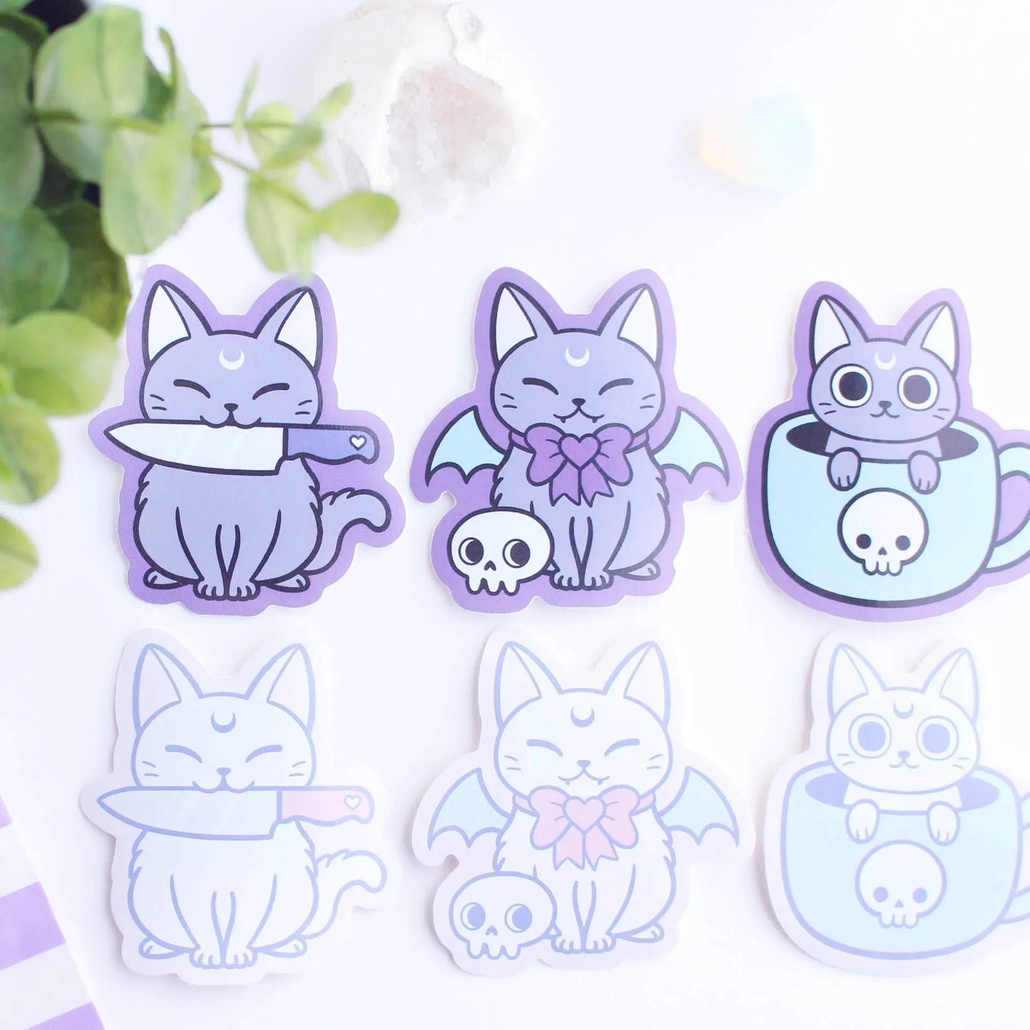 Nikury - White Meowgic | Theemok Cat Vinyl Sticker - The Dreamer's Bookshop.