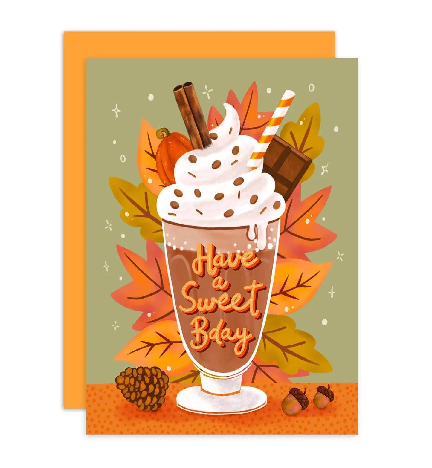 Aniet Illustration - Kaart verjaardag felicitatie chocolademelk herfst bladeren - The Dreamer's Bookshop.