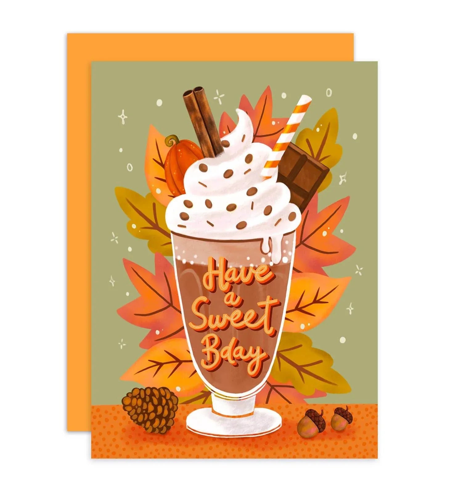 Aniet Illustration - Kaart verjaardag felicitatie chocolademelk herfst bladeren - The Dreamer's Bookshop.