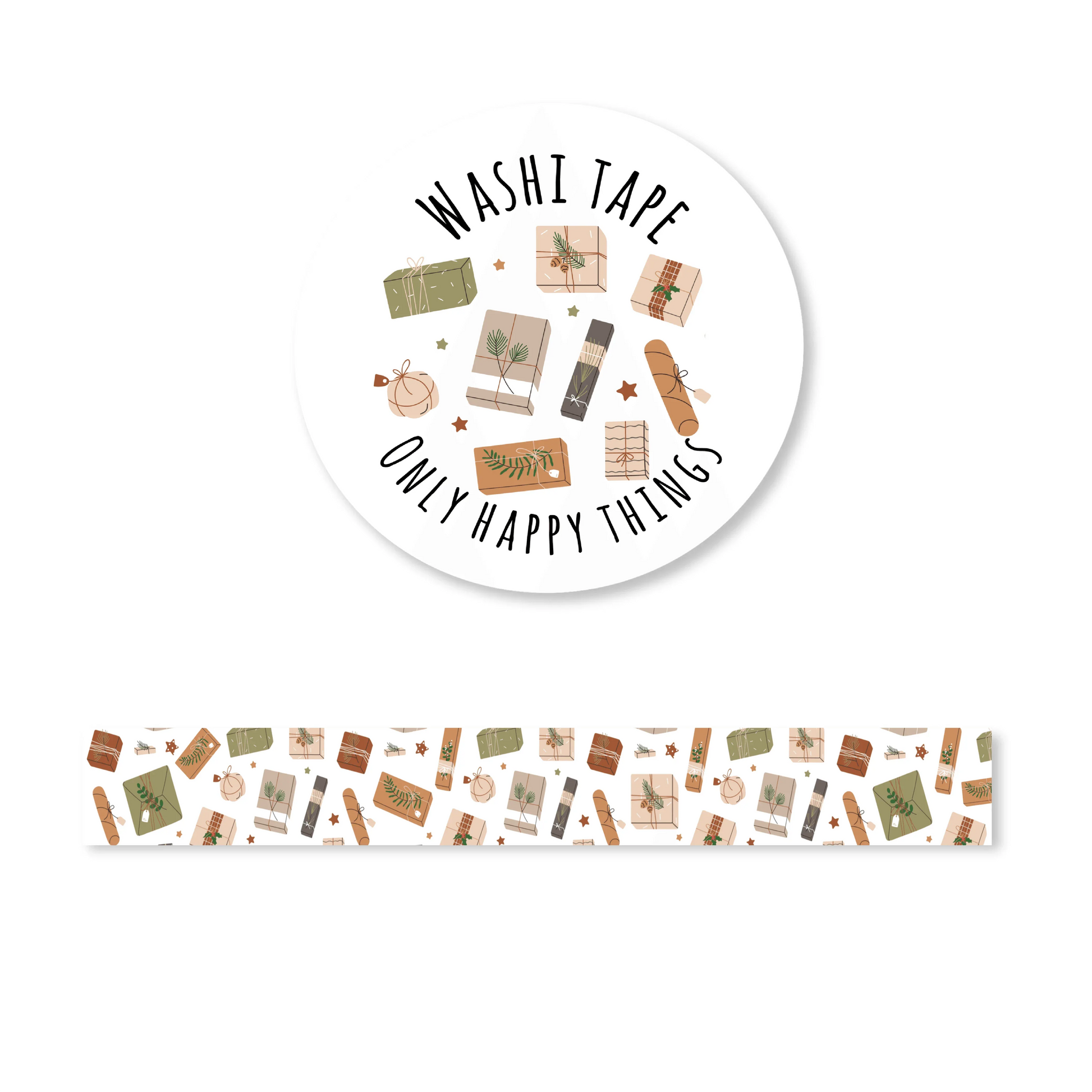 Only Happy Things Stationery - Washi tape kerstpost - The Dreamer's Bookshop.
