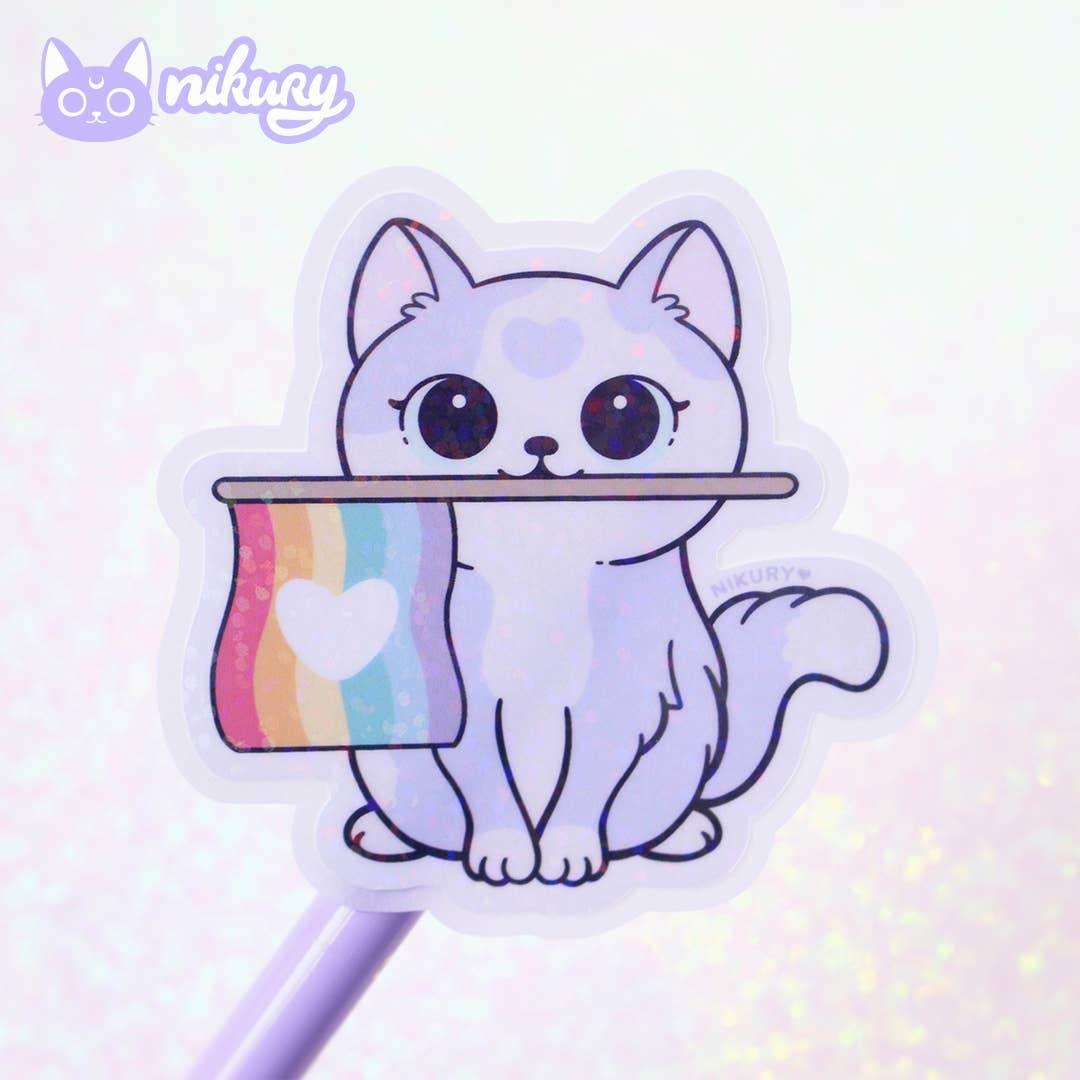 Nikury - Purride kattenstickers met glitter - The Dreamer's Bookshop.