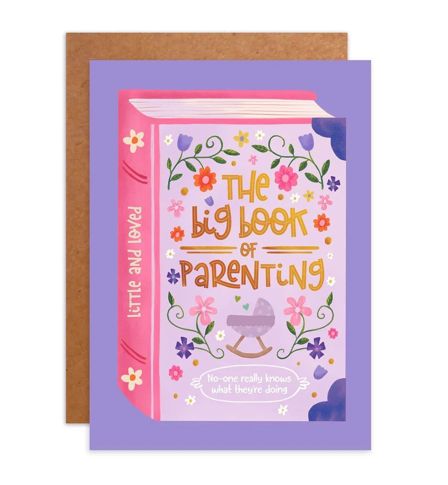 Aniet Illustration - Kaart felicitatie geboorte meisje grappig boek roze paars - The Dreamer's Bookshop.
