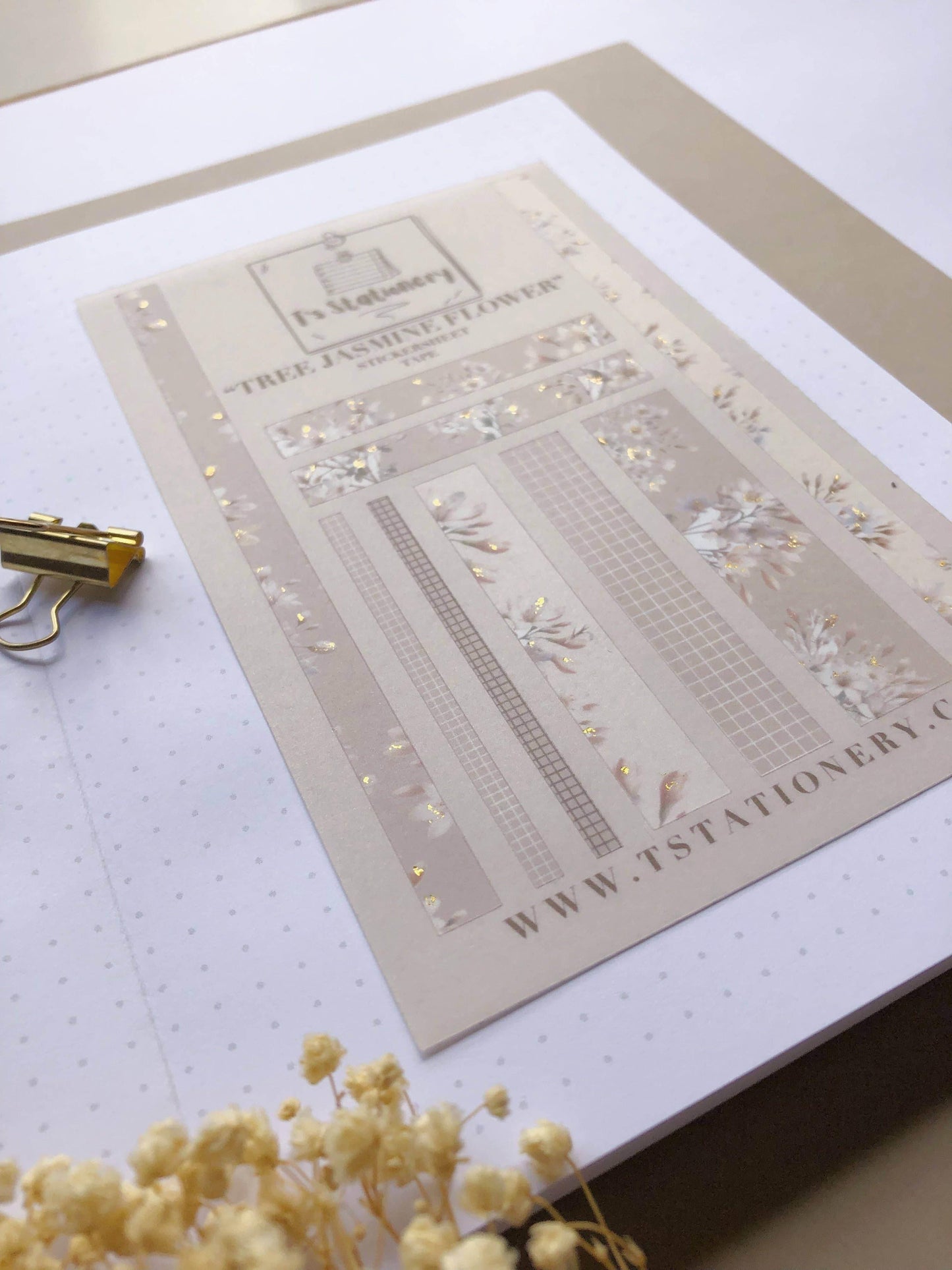 T's Stationery - Stickertape „Tree Jasmine Flower” (WASHI) - The Dreamer's Bookshop.