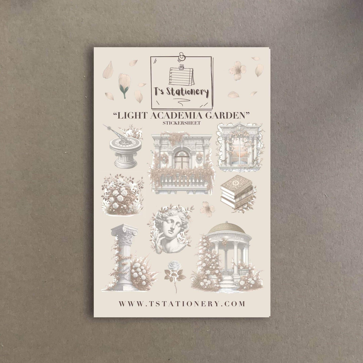 T's Stationery - Stickervel „Light Academia Garden” - The Dreamer's Bookshop.