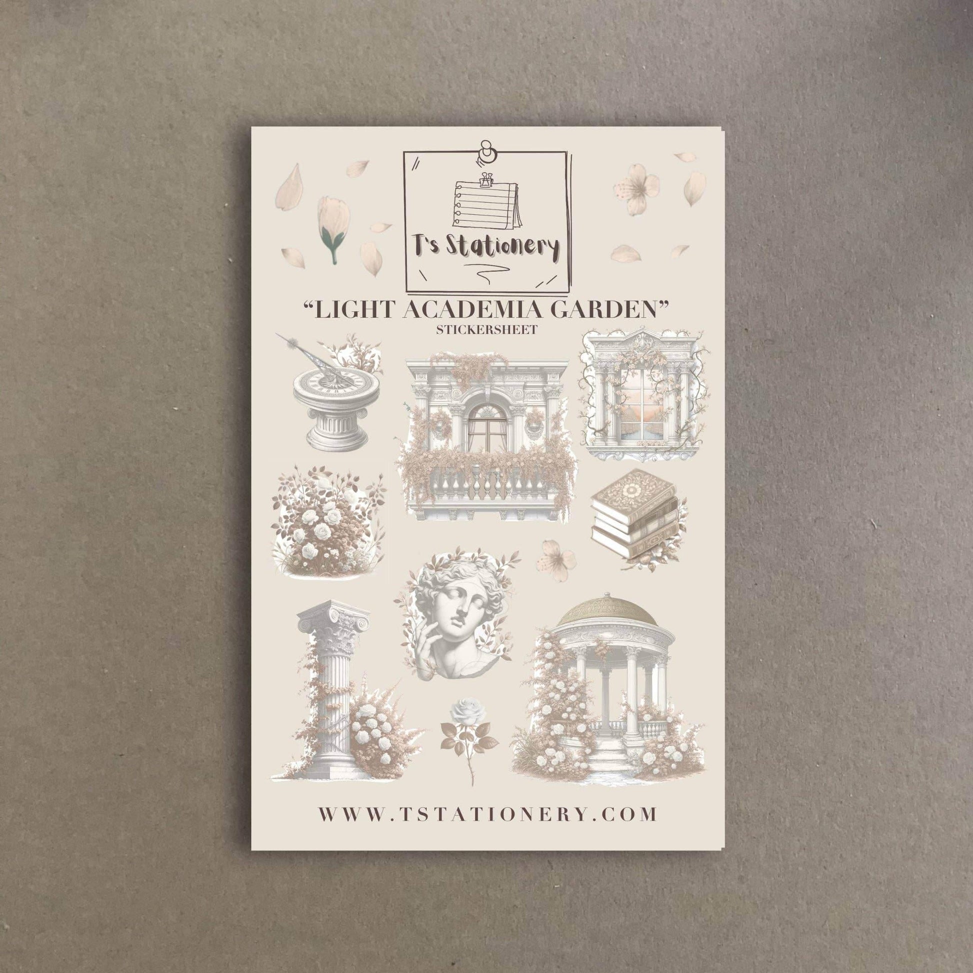 T's Stationery - Stickervel „Light Academia Garden” - The Dreamer's Bookshop.