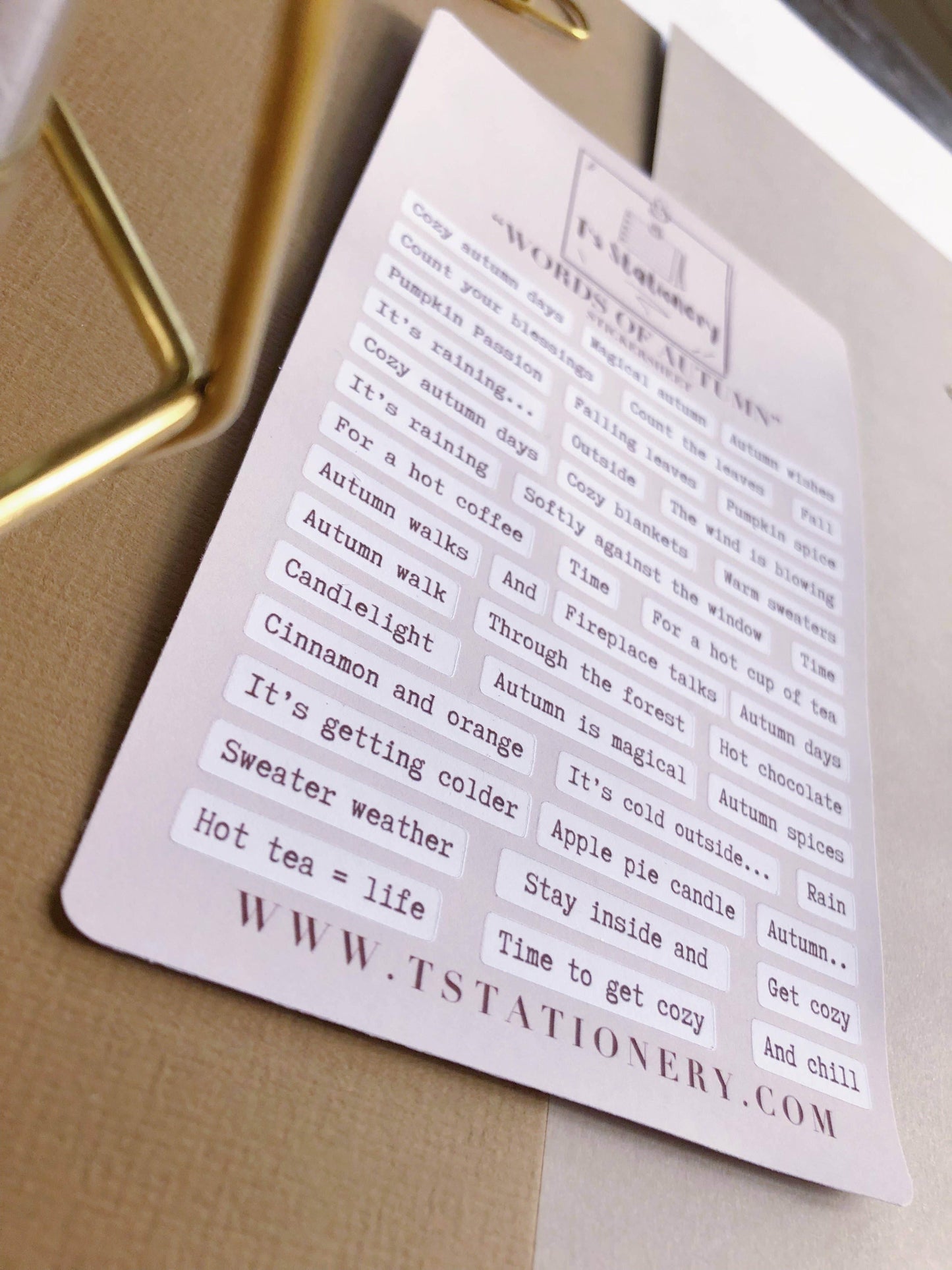T's Stationery - „Woorden van de herfst” - The Dreamer's Bookshop.