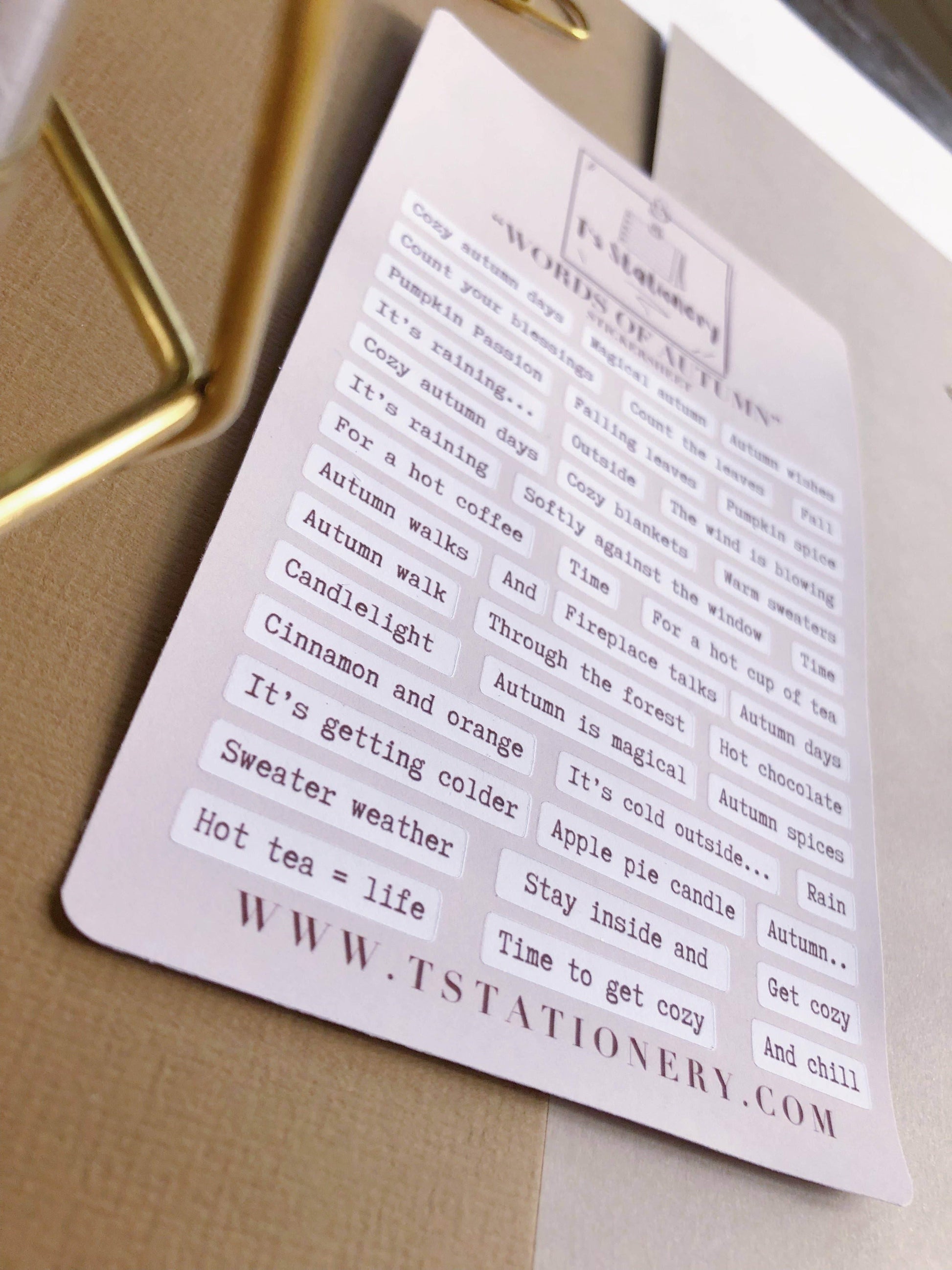 T's Stationery - „Woorden van de herfst” - The Dreamer's Bookshop.