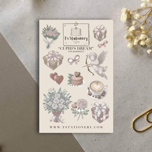 T's Stationery - Stickervel „Cupid's Dream” - The Dreamer's Bookshop.