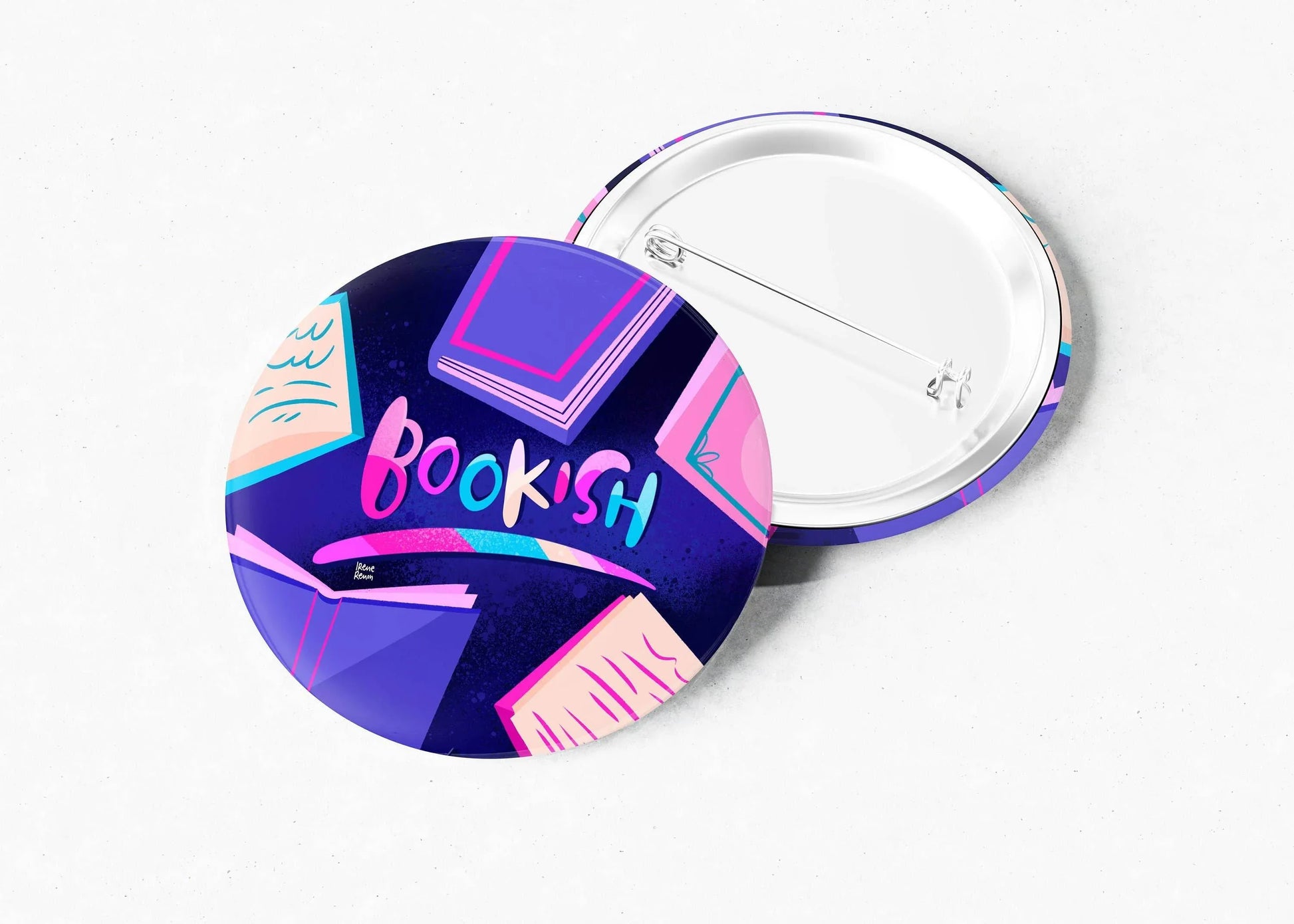 Irene Renon illustrations - Book Lover Gift, een pin voor boekenliefhebbers - The Dreamer's Bookshop.