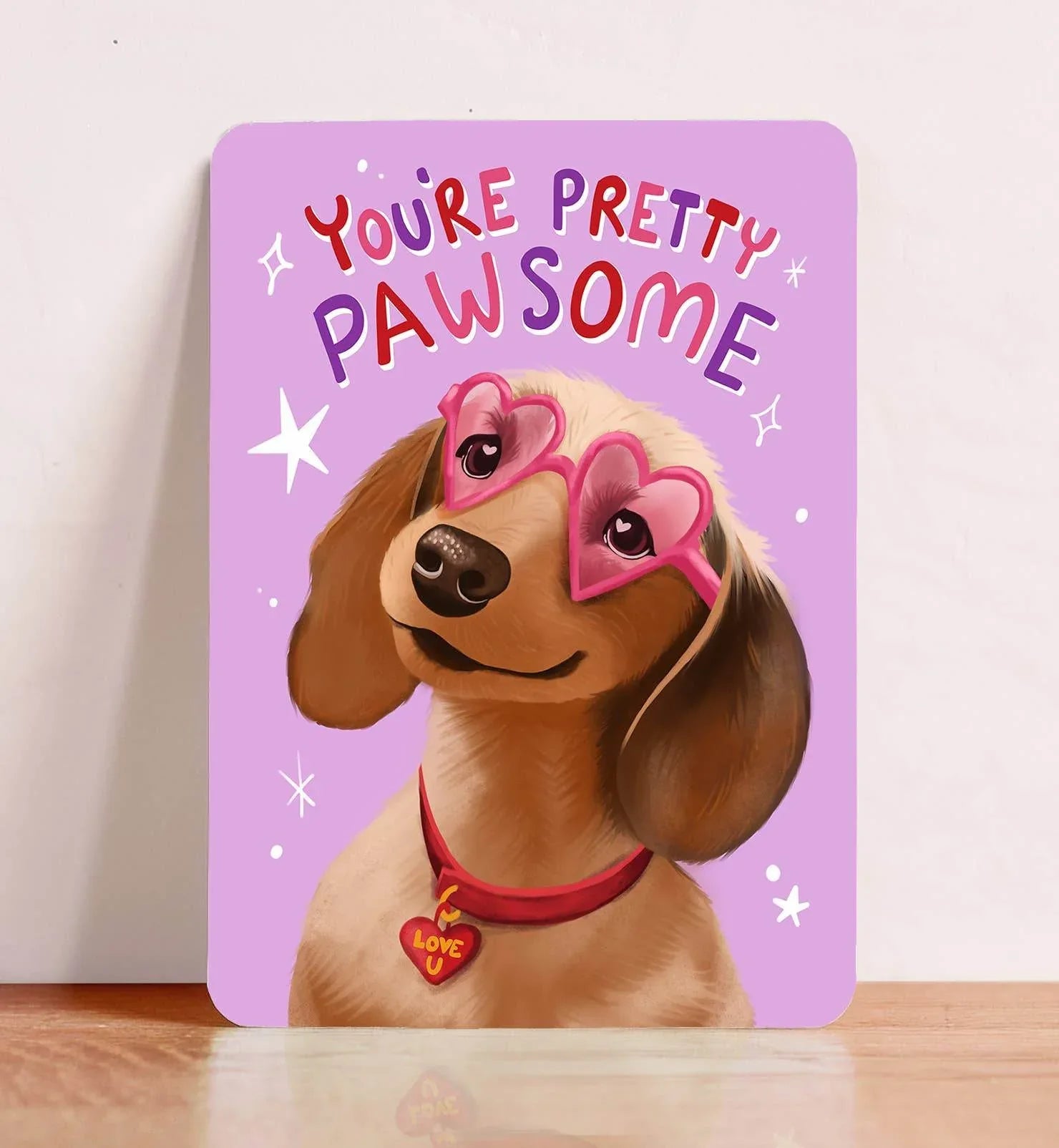 Aniet Illustration - Kaart liefde valentijn schattige teckel hond pawesome - The Dreamer's Bookshop.