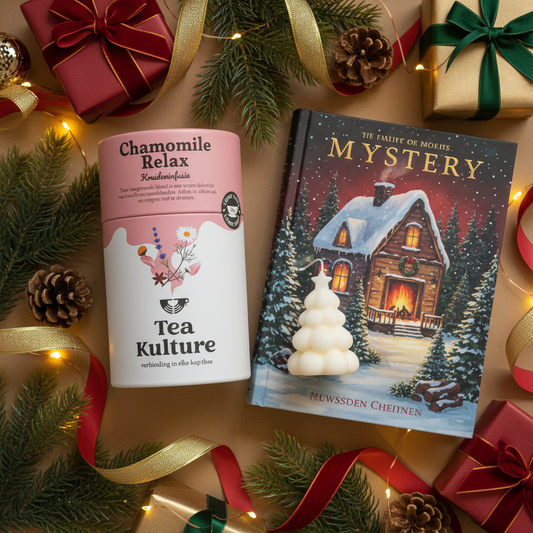 The Dreamer's Box – Festivities: Chamomile Relax tea, Christmas tree candle and mystery book